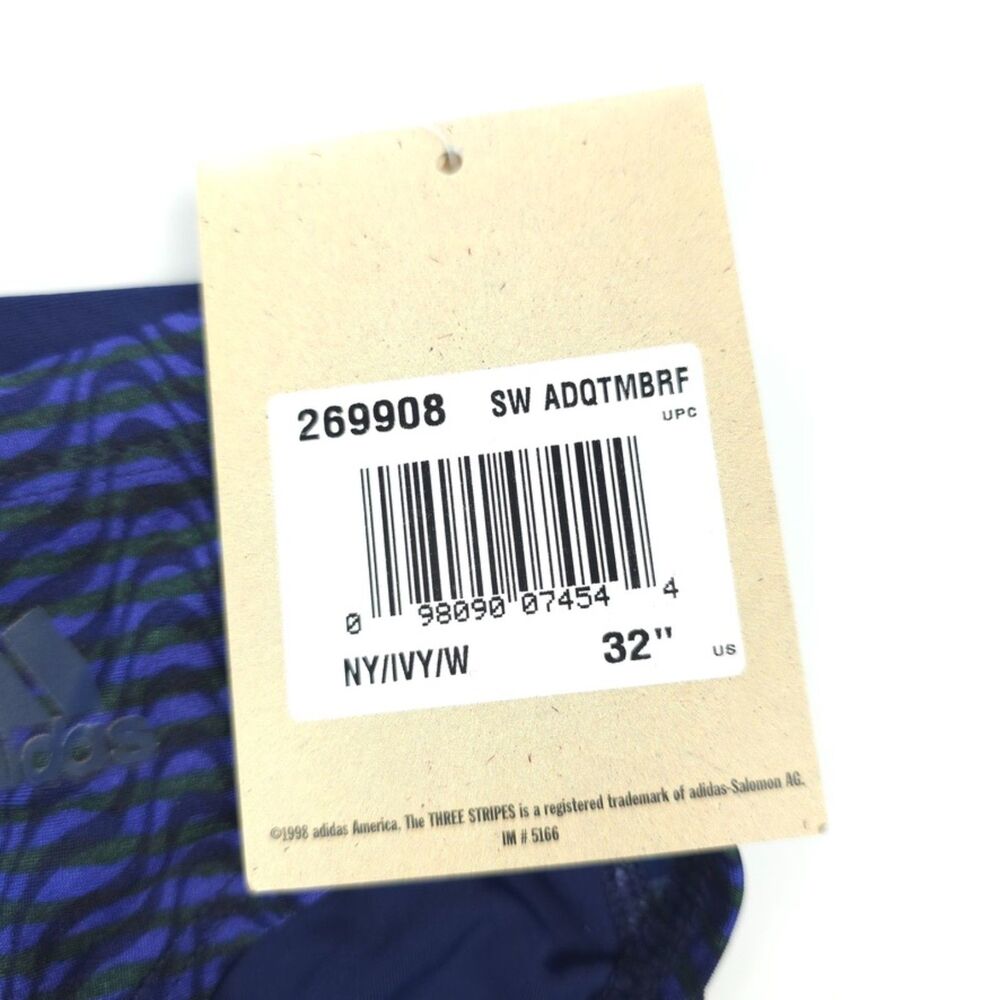 NWT Adidas Classic Swim Briefs Navy Blue Print Athletic Sporty Water Polo Swim - Picture 2 of 9
